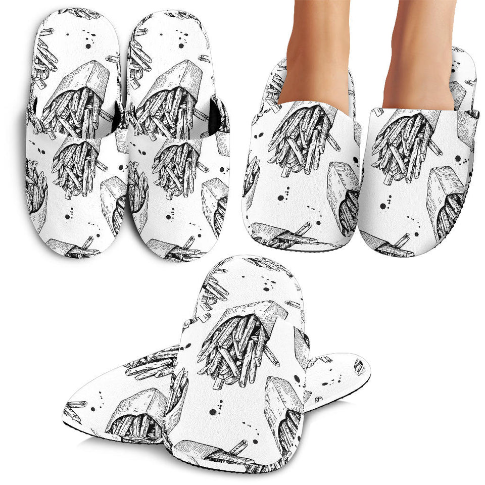 Hand Drawn French Fries Pattern Slippers