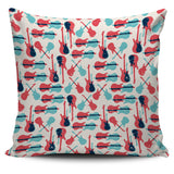 Red Blue Guitar Pattern Pillow Cover