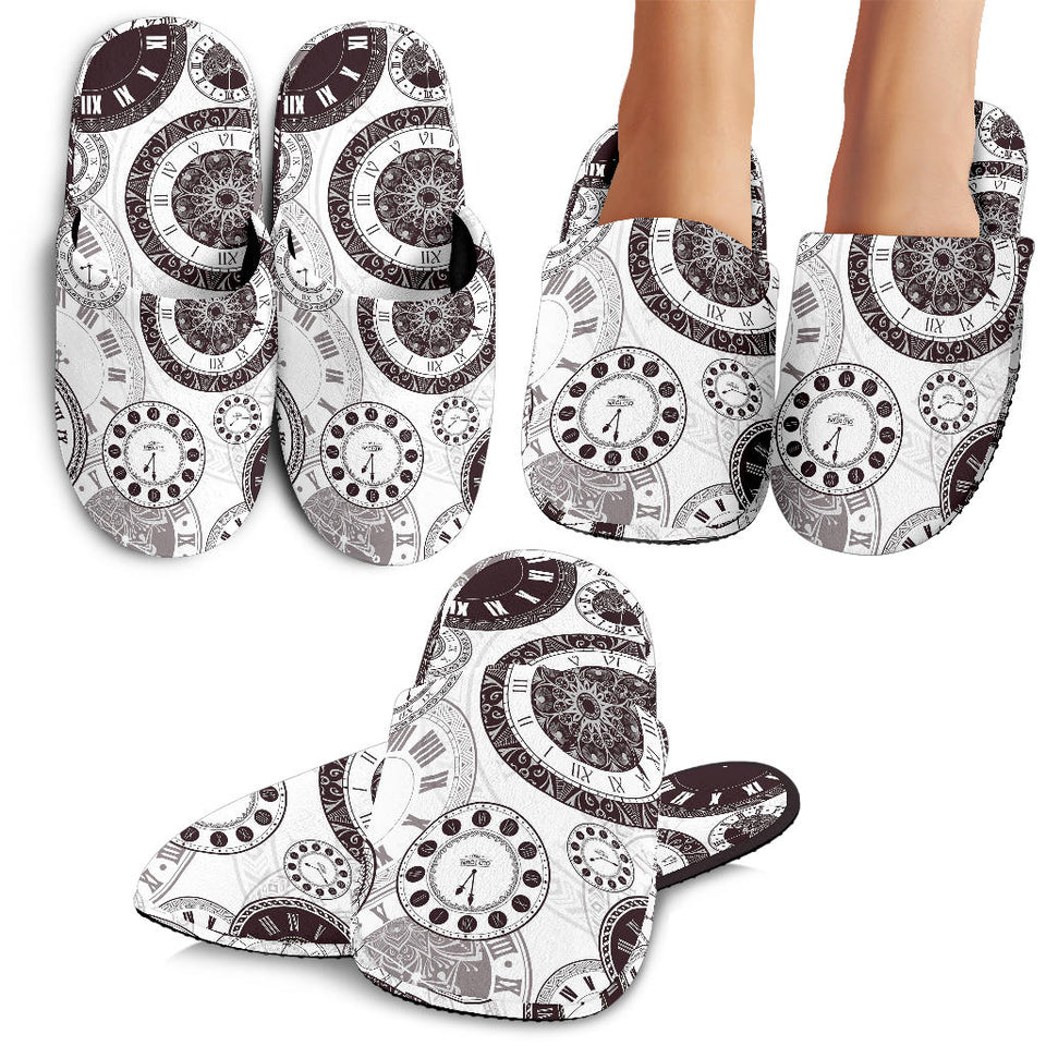 Classic Vintage Clock Pattern Slippers
