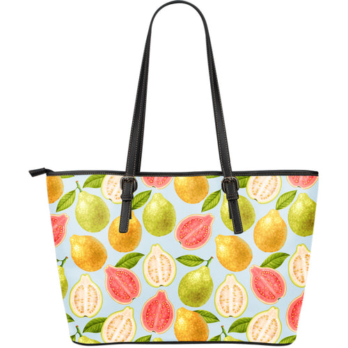 Guava Design Pattern Large Leather Tote Bag