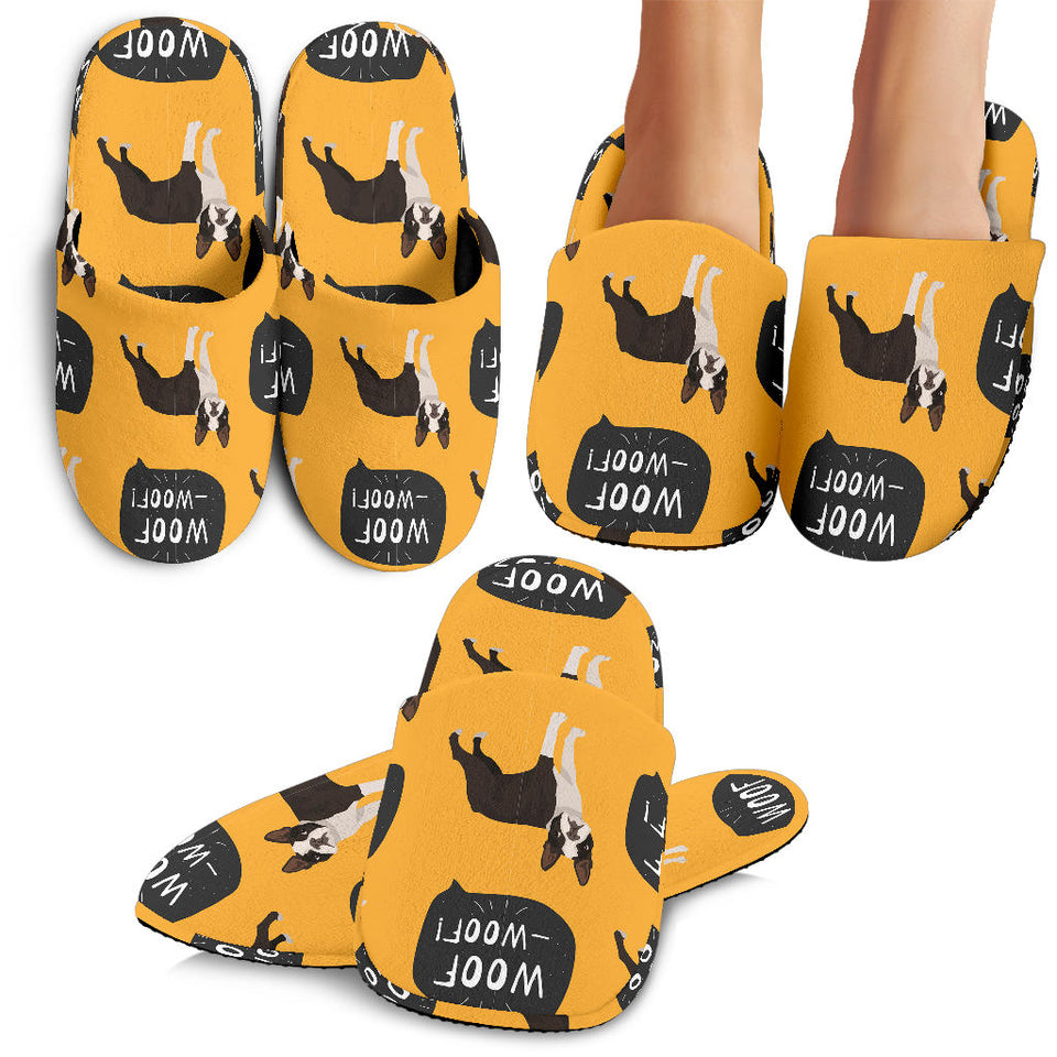 Boston Terrier Design Pattern Slippers
