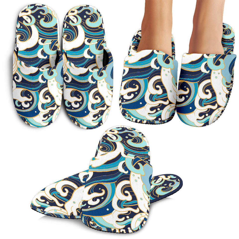 Japanese Wave Pattern Slippers