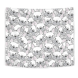 Cute French Bulldog Head Pattern Wall Tapestry