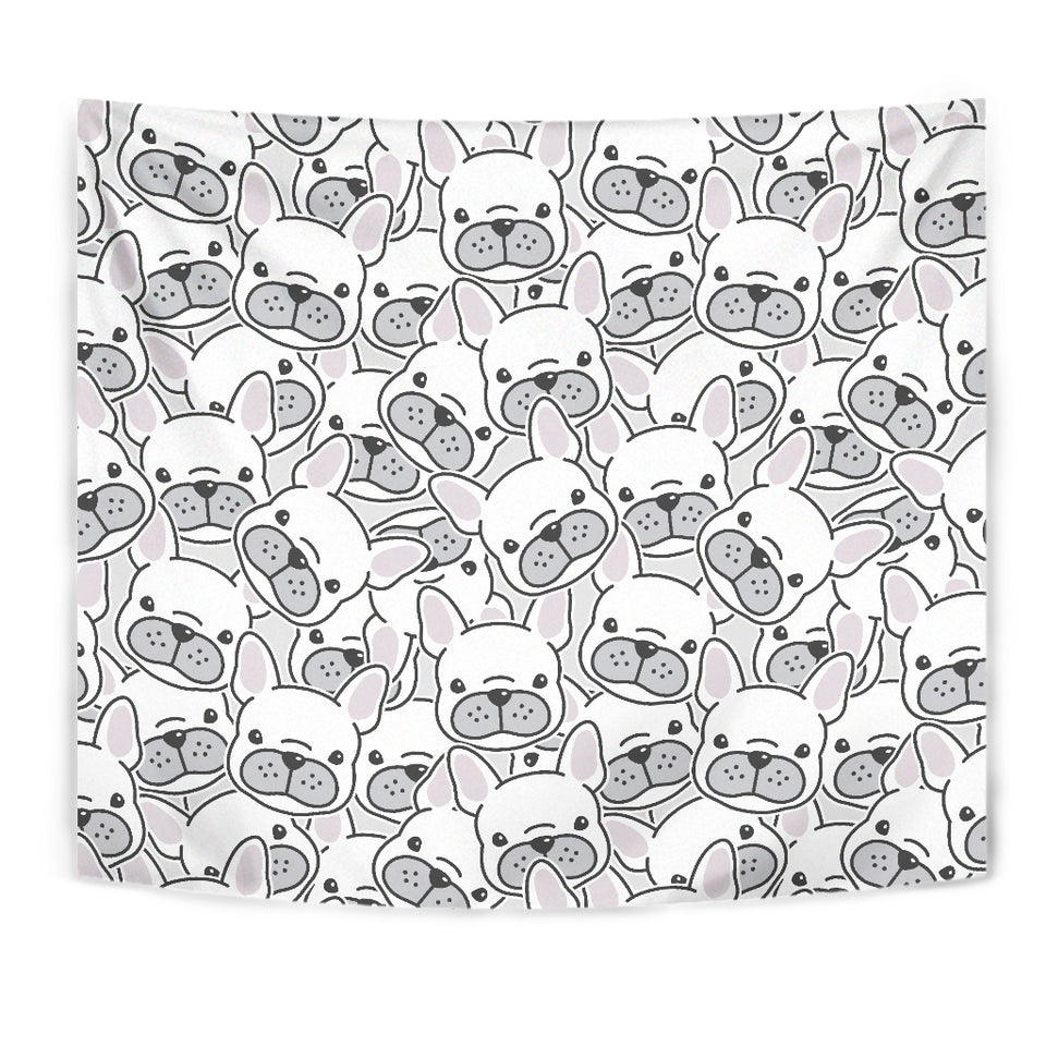 Cute French Bulldog Head Pattern Wall Tapestry