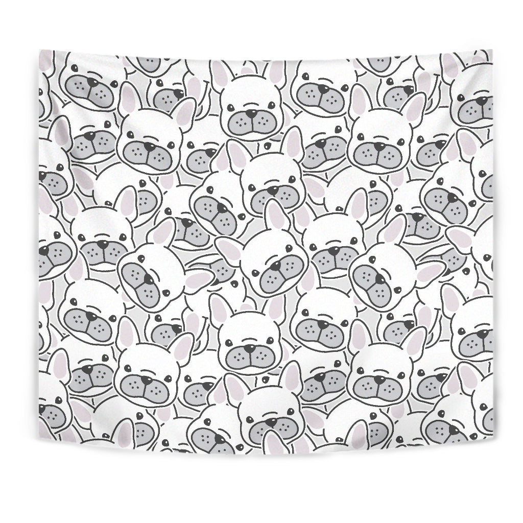 Cute French Bulldog Head Pattern Wall Tapestry