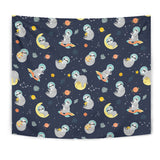 Cute Sloth Astronaut Star Planet Rocket Pattern Wall Tapestry