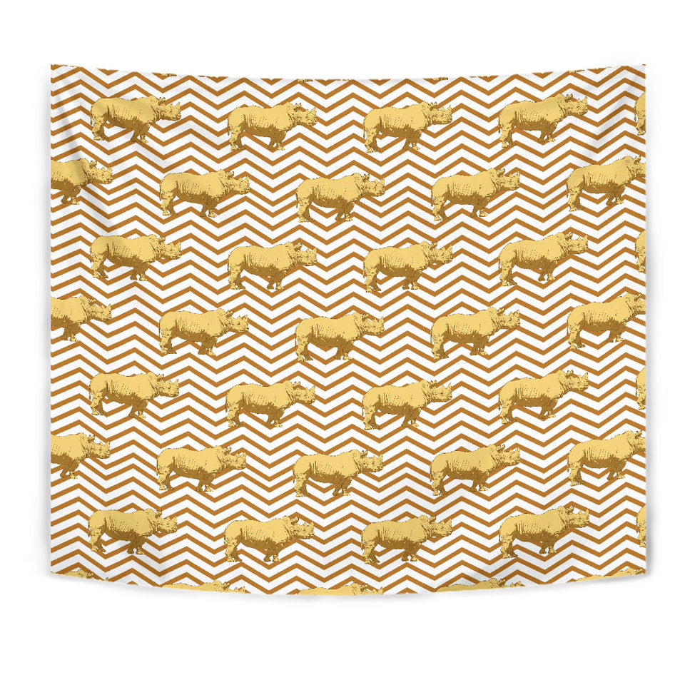 Rhino Yellow Theme Pattern Wall Tapestry