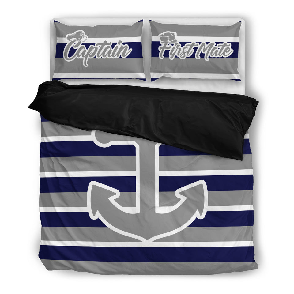 Anchor Bedding  Nautical Bedding Captain & First Mate Anchor Stripe Ccnc006 Bt0160