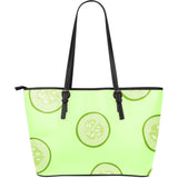 Cucumber Pattern Large Leather Tote Bag