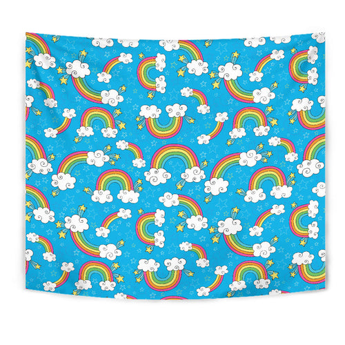Rainbows Sky Clouds Pattern Wall Tapestry