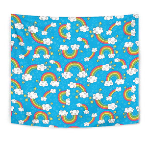 Rainbows Sky Clouds Pattern Wall Tapestry