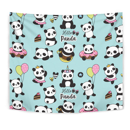 Cute Baby Panda Pattern Wall Tapestry