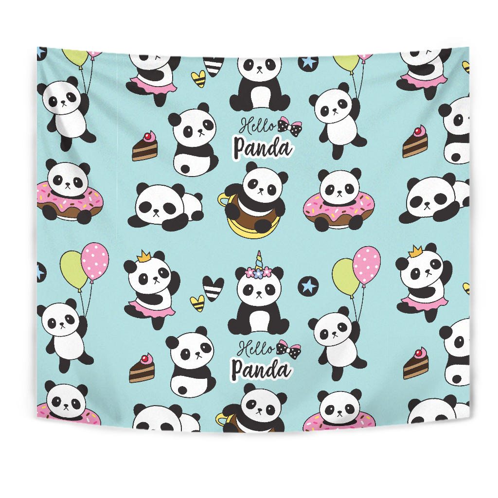 Cute Baby Panda Pattern Wall Tapestry