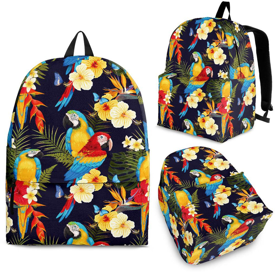 Colorful Parrot Flower Pattern Backpack