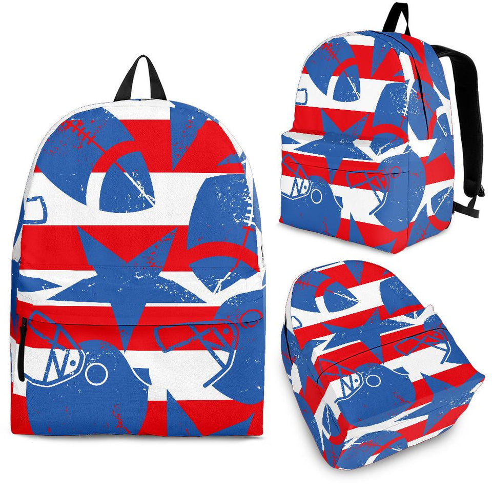 American Football Ball Star Stripes Pattern Backpack