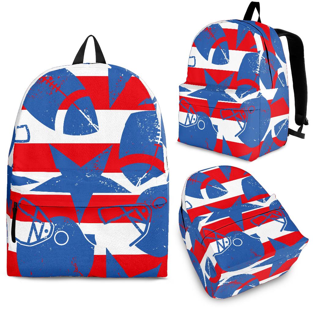 American Football Ball Star Stripes Pattern Backpack