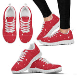 Christmas Tree Star Snow Red Background Women'S Sneaker Shoes