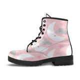 Cute Moon Cloud Star Pattern Pink Dot Background Leather Boots