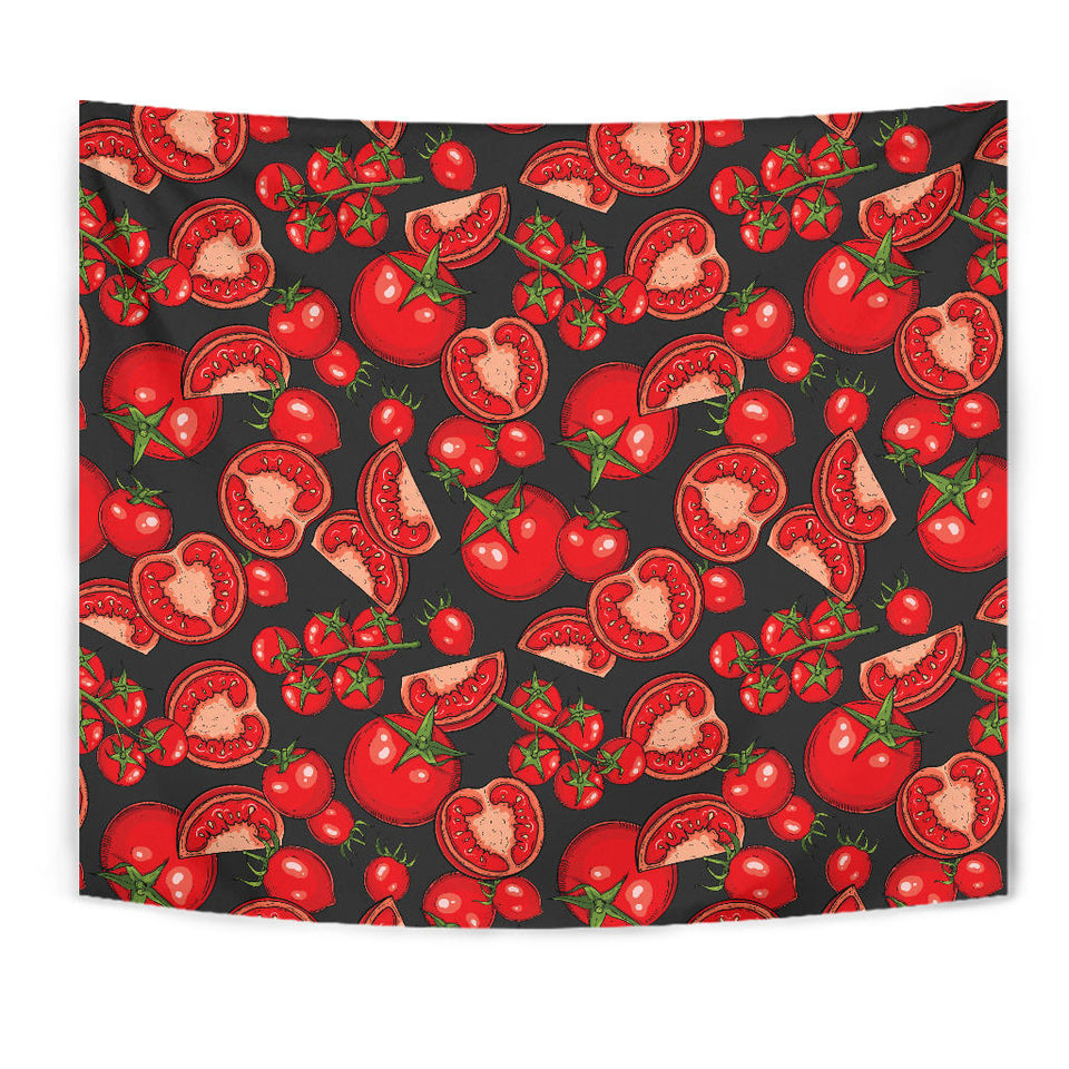 Tomato Black Background Wall Tapestry