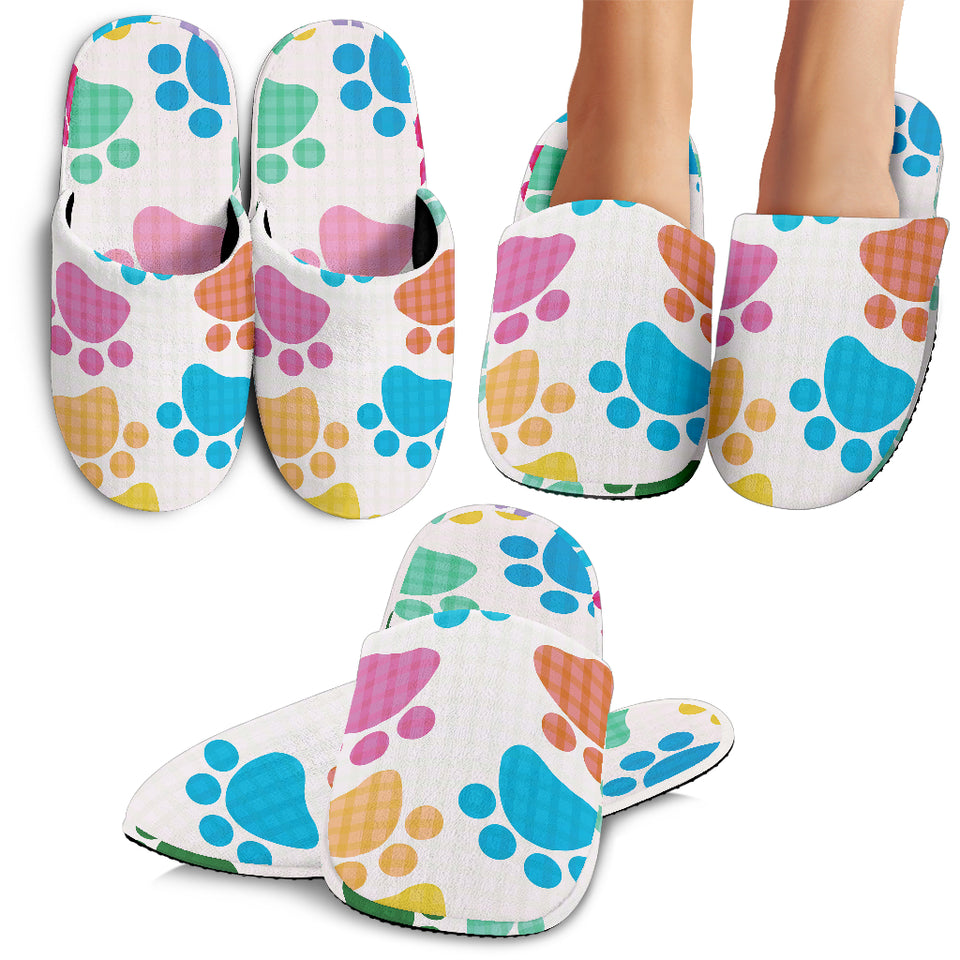 Dog Paws Pattern Print Design 01 Slippers