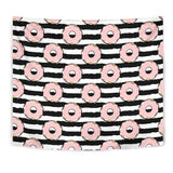 Donuts Pink Icing Striped Pattern Wall Tapestry