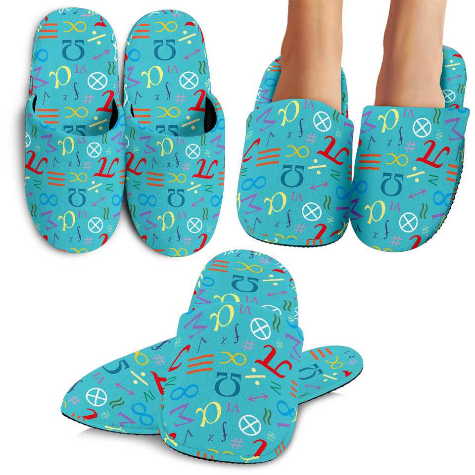 Math Pattern Print Design 02 Slippers