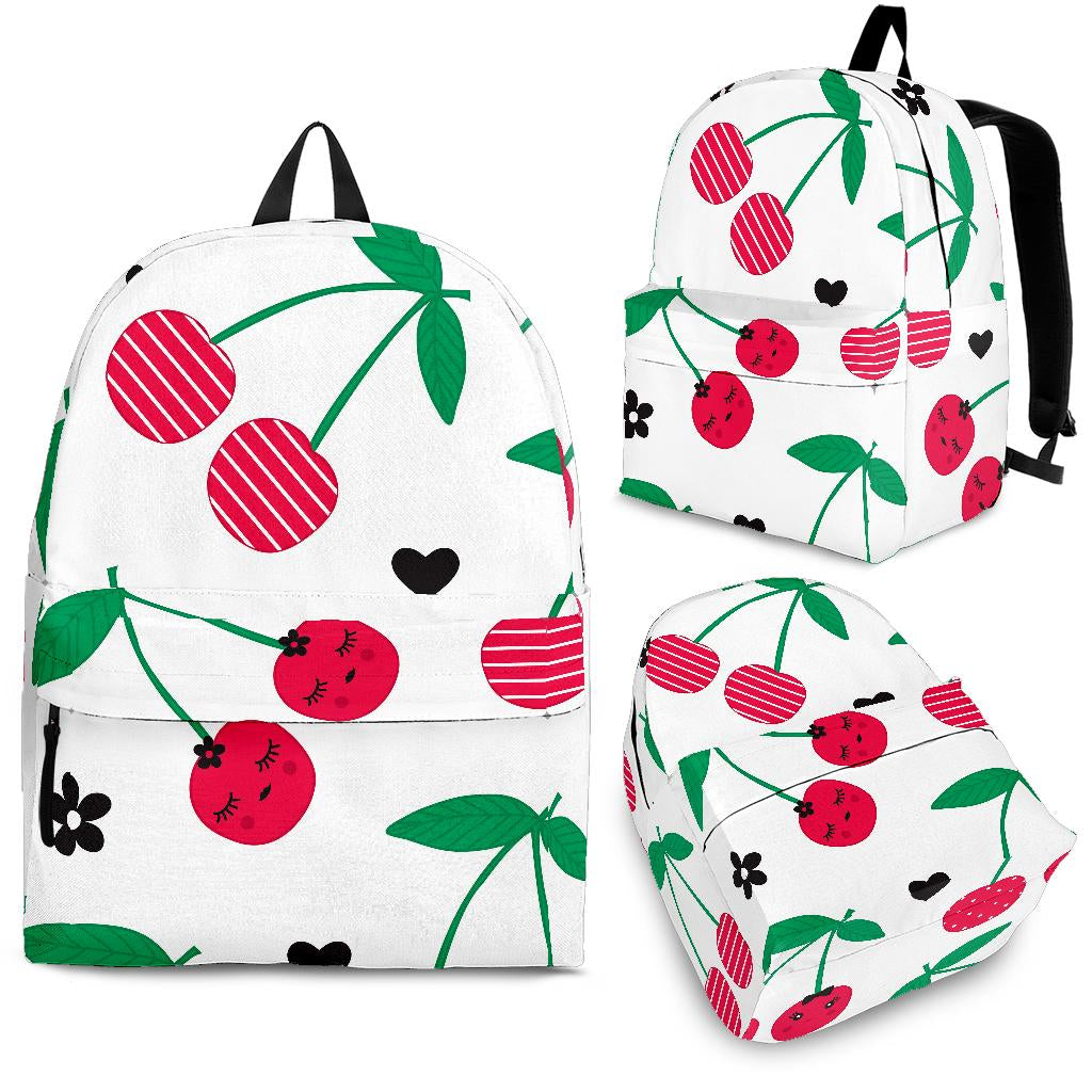 Cherry Pattern White Background Backpack