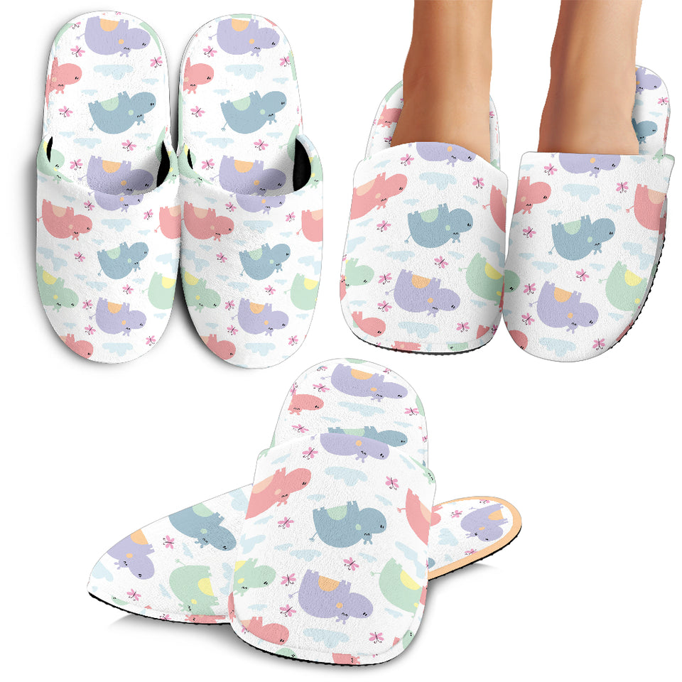 Hippopotamus Pattern Print Design 03 Slippers