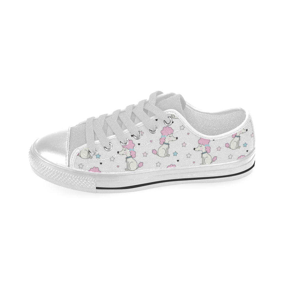 Cute poodle dog star pattern Men's Low Top Shoes White