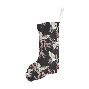 Japanese crane pink sakura pattern Christmas Stocking