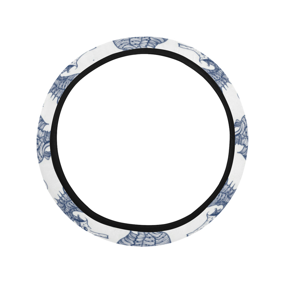 Seahorse pattern background Car Steering Wheel Cover