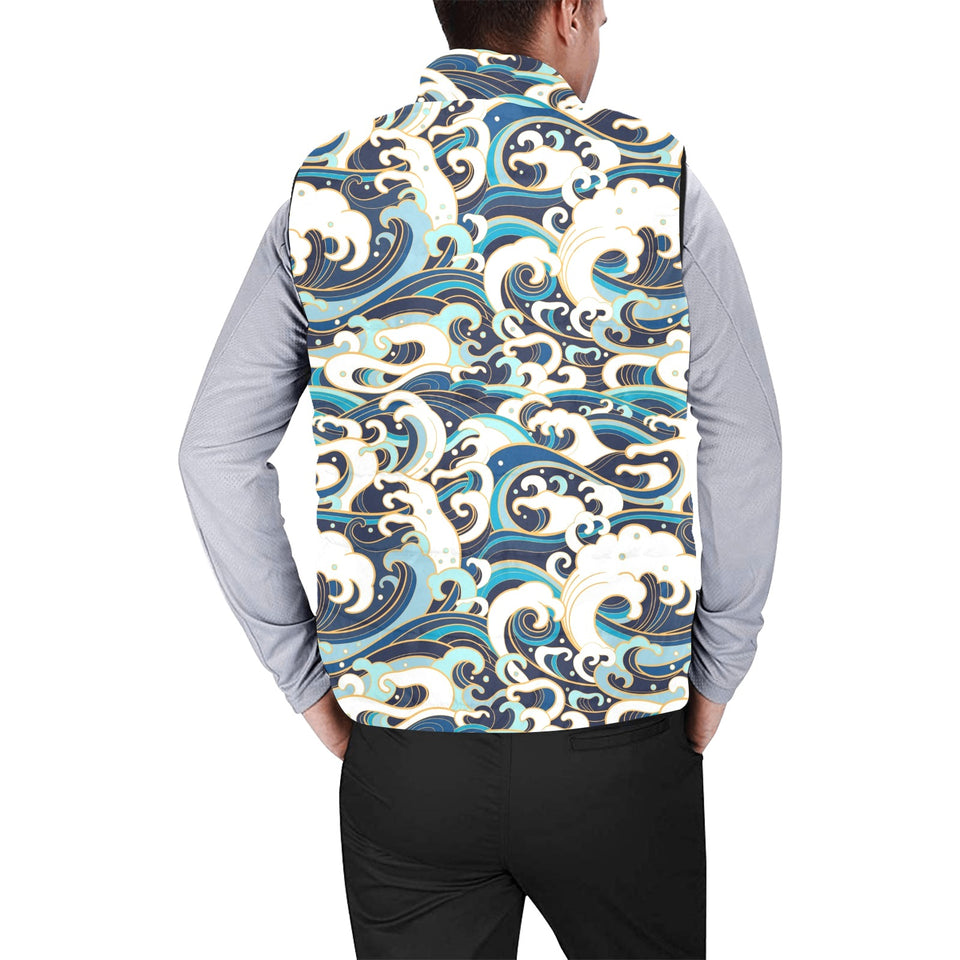 Japanese wave pattern Men's Padded Vest