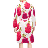 dragon fruits design pattern Men's Long Sleeve Belted Night Robe
