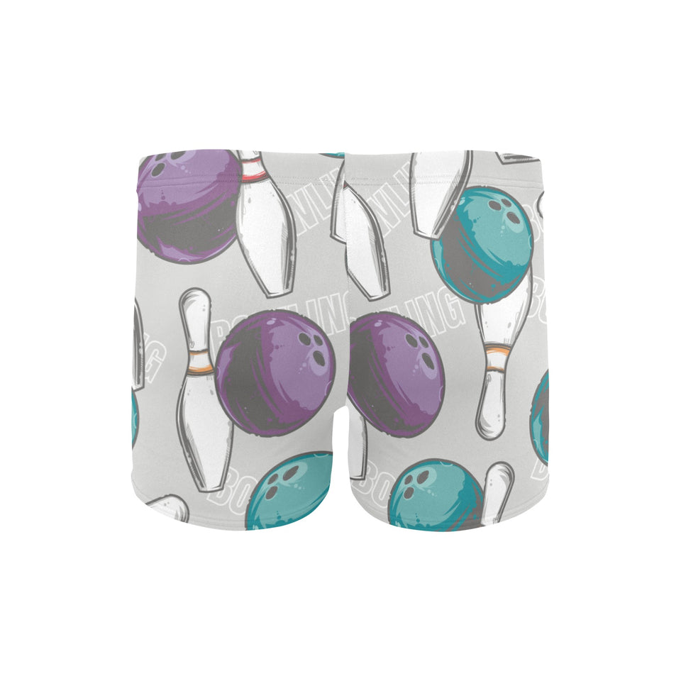 Bowling ball and pin gray background Men's Swimming Trunks