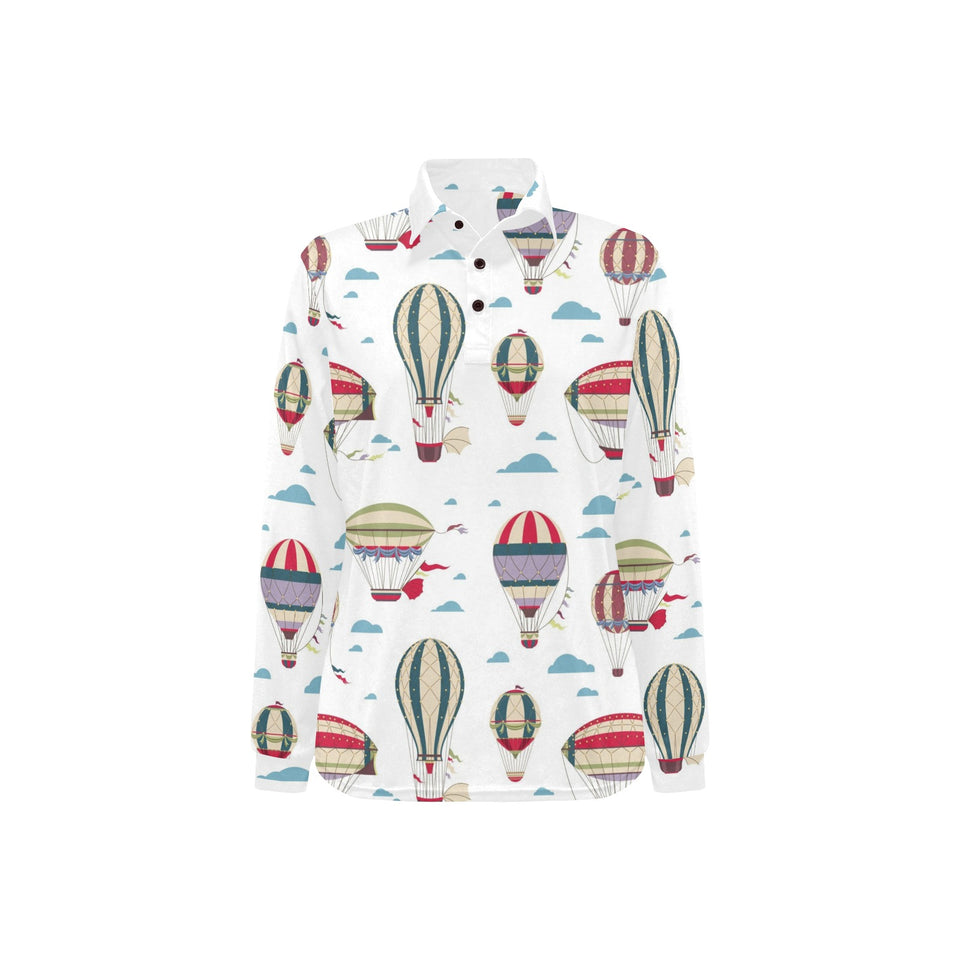 Hot air balloon pattern Women's Long Sleeve Polo Shirt
