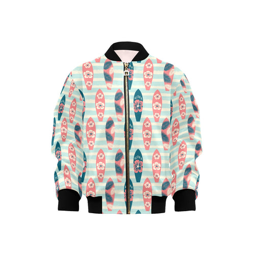 Surfboard Pattern Print Design 02 Kids' Boys' Girls' Bomber Jacket