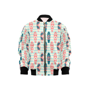 Surfboard Pattern Print Design 02 Kids' Boys' Girls' Bomber Jacket