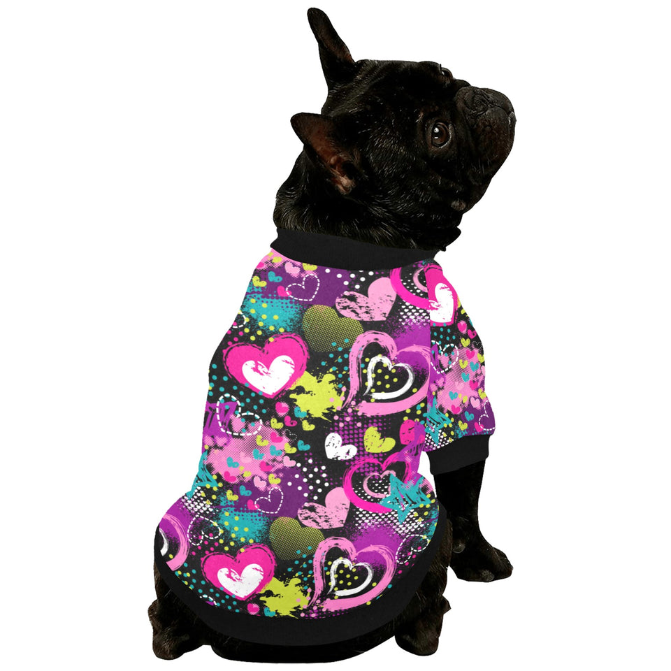 heart dot wave star creative design pattern All Over Print Pet Dog Round Neck Fuzzy Shirt