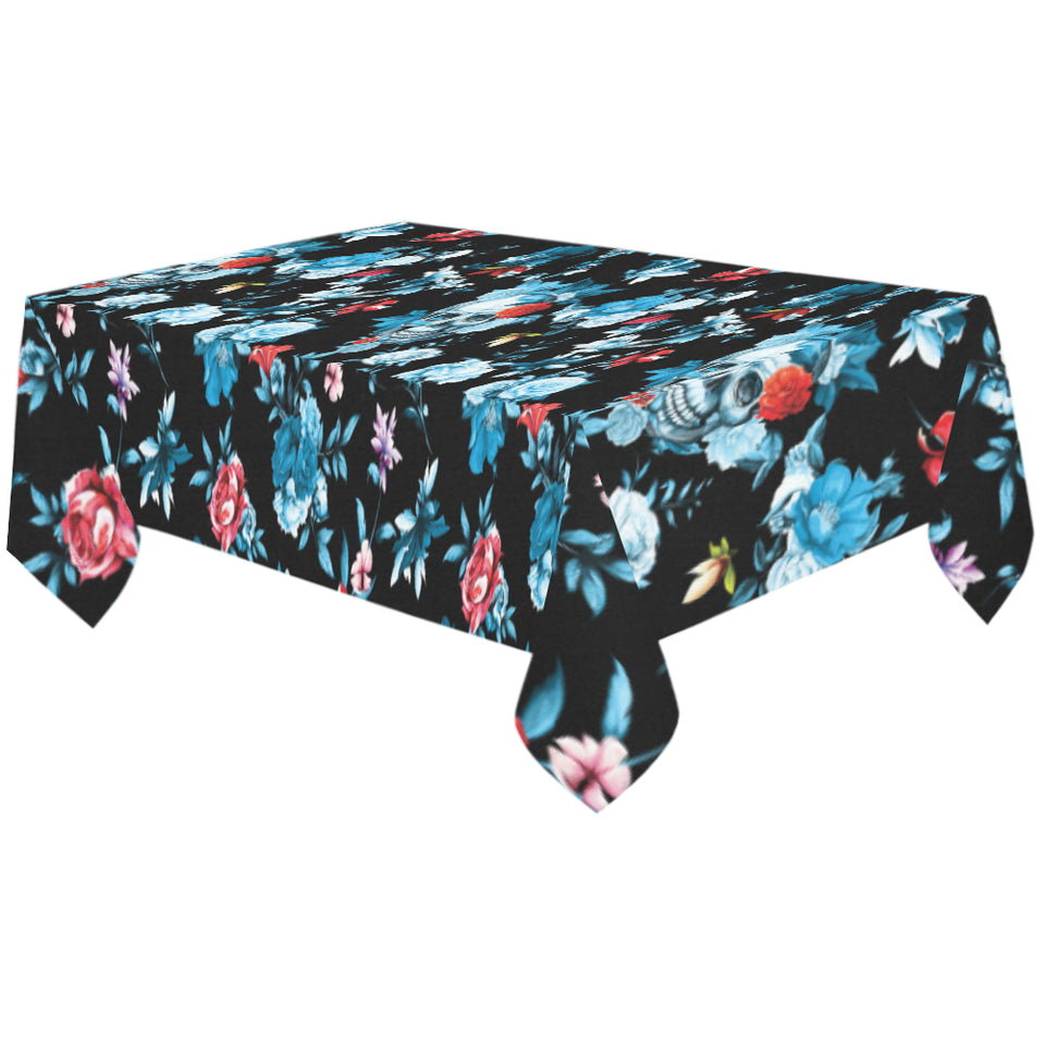 Skull flower roses leave pattern Tablecloth