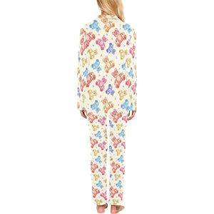 Teddy Bear Pattern Print Design 05 Women's Long Pajama Set