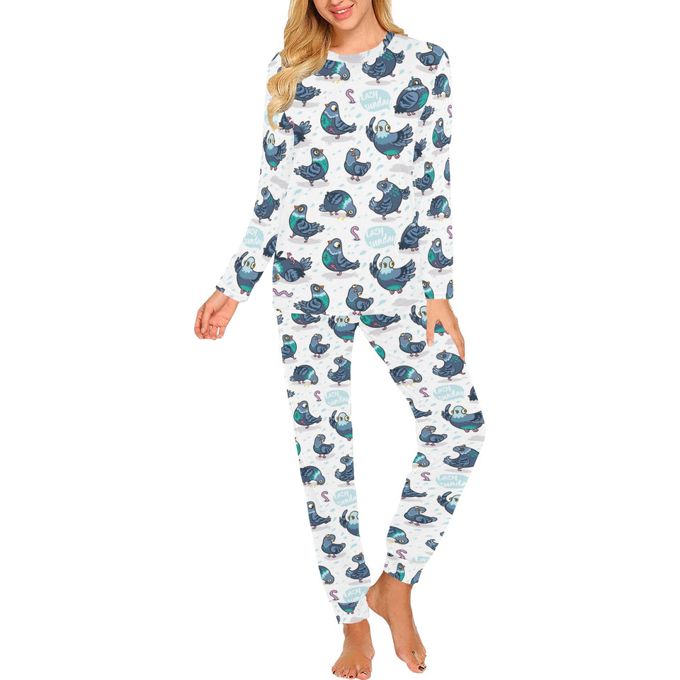 Pigeon Pattern Print Design 02 Women's All Over Print Pajama Set