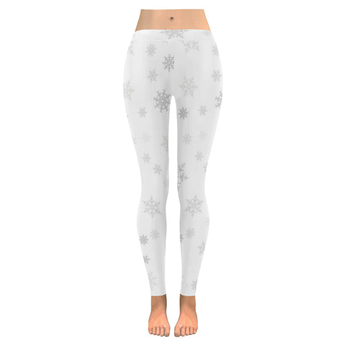Snowflake pattern white background Women's Legging Fulfilled In US