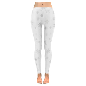 Snowflake pattern white background Women's Legging Fulfilled In US