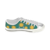Sun green background Women's Low Top Canvas Shoes White