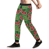 Watermelons tropical palm leaves pattern backgroun Unisex Casual Sweatpants