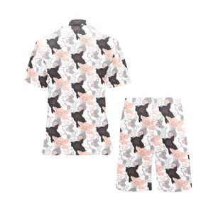 Pig Pattern Print Design 05 Men's V-Neck Short Pajama Set