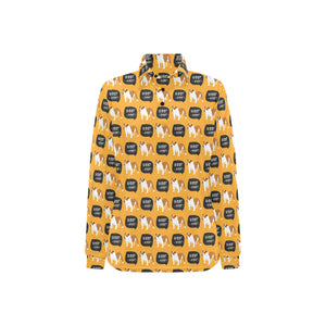English Bulldog Pattern Print Design 04 Women's Long Sleeve Polo Shirt
