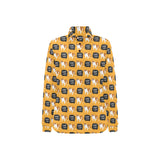 English Bulldog Pattern Print Design 04 Women's Long Sleeve Polo Shirt