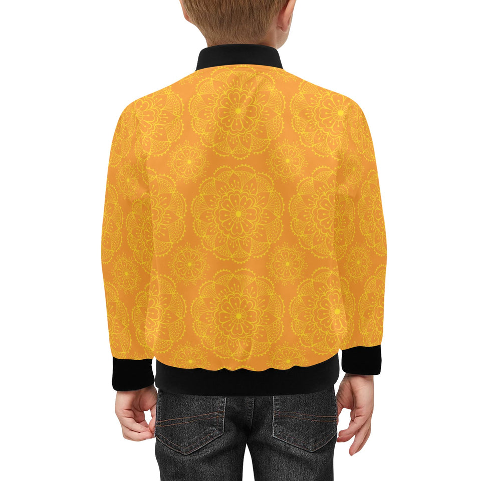 Orange traditional indian element pattern Kids' Boys' Girls' Bomber Jacket