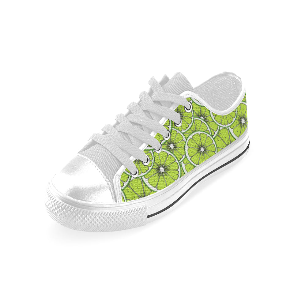 Slices of Lime design pattern Men's Low Top Canvas Shoes White